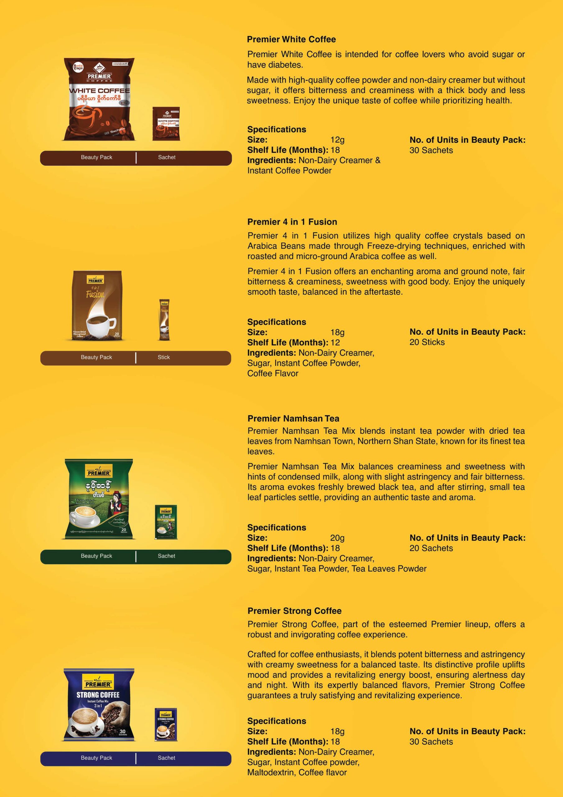Catalogue | Premier Coffee & Tea Myanmar